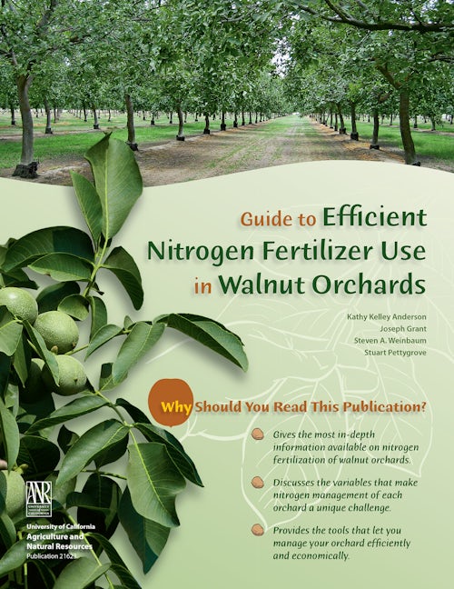 Cover image for Guide to Efficient Nitrogen Fertilizer Use in Walnut Orchards, isbn: 9781879906808